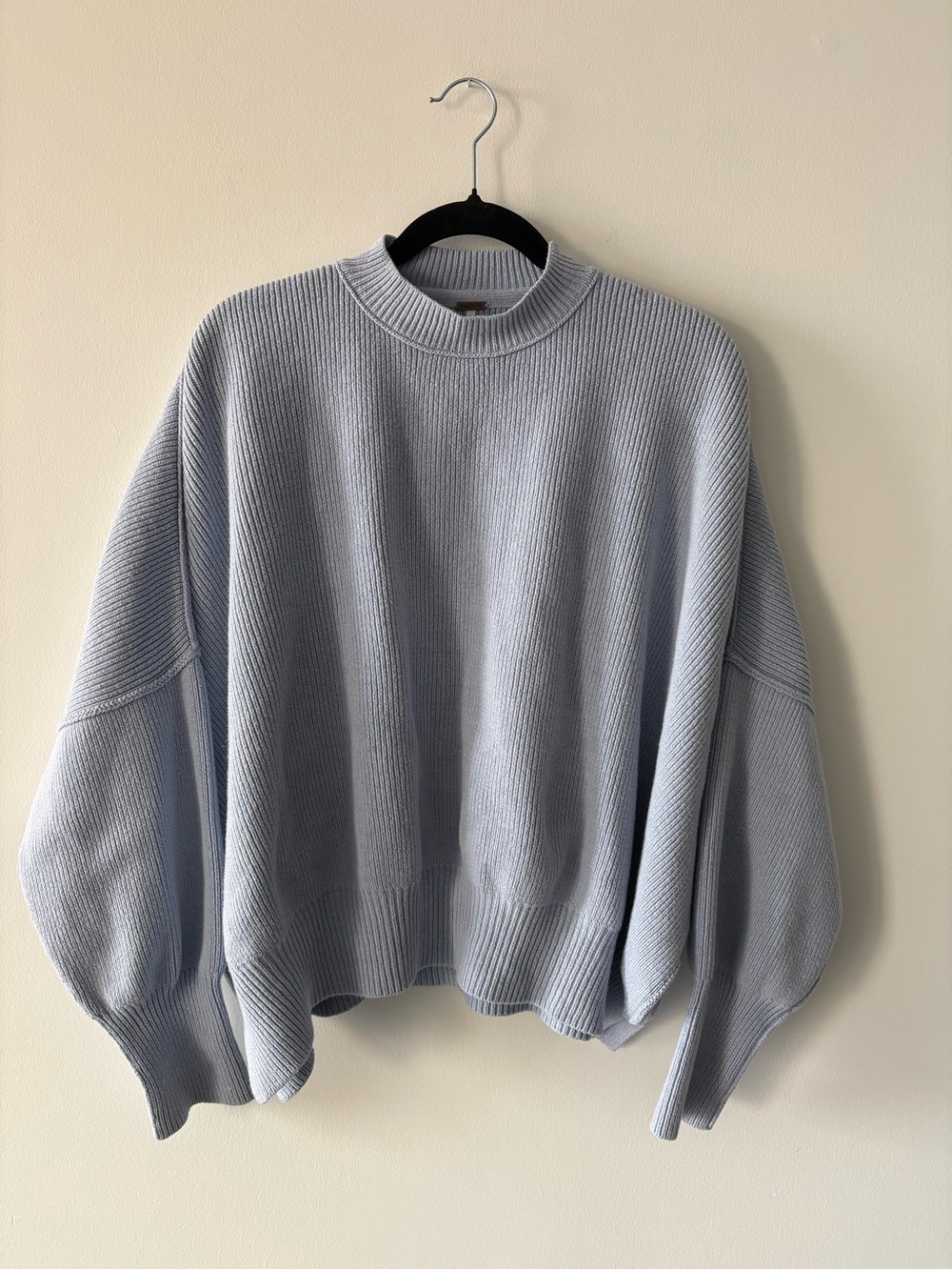 Free People Easy Street Tunic Sweater Light Blue Ribbed Mockneck Small
